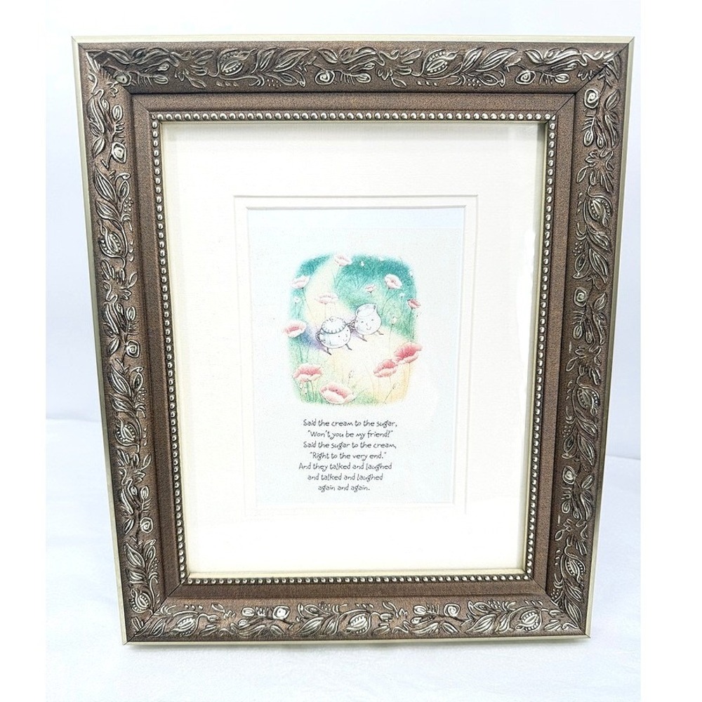 Framed Art Print Said The Cream to the Sugar Friend Poem Floral Gold Leaf Trim